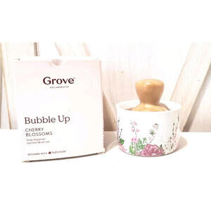Grove Collaborative Bubble Up Dish Soap Dispenser & Brush Set Cherry Blossoms